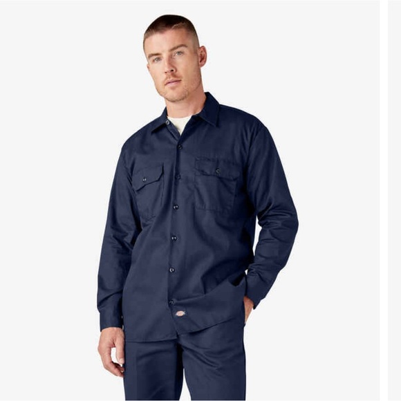 Dickies Other - DICKIES 574 LONG SLEEVE DARK NAVY WORK SHIRT Size Large